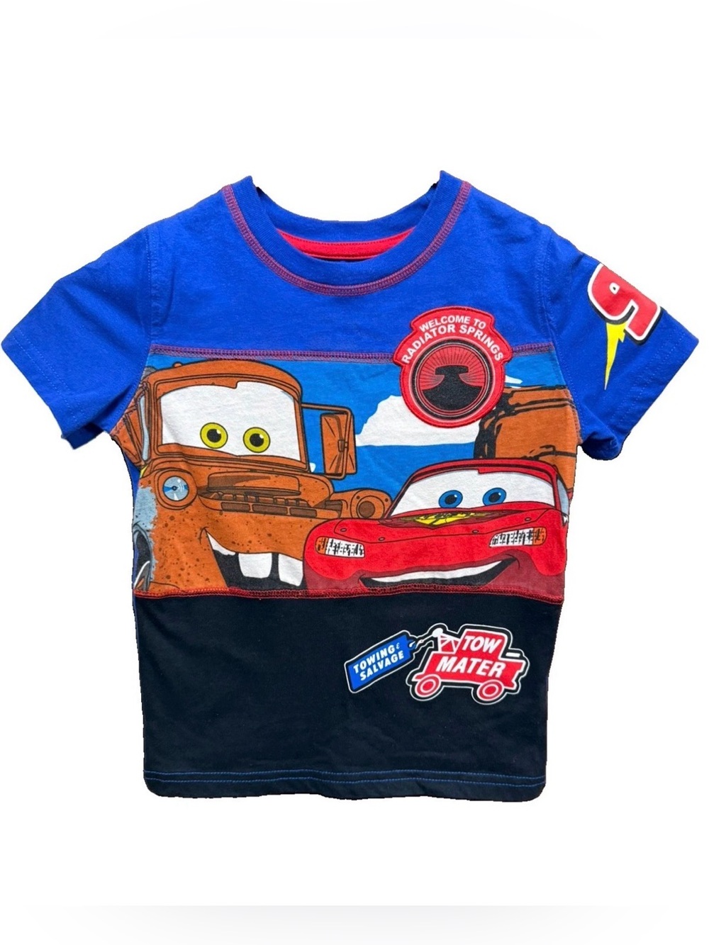 Disney Pixar Cars T-Shirt Welcome to Radiator Springs 4T Lightning McQueen Mater